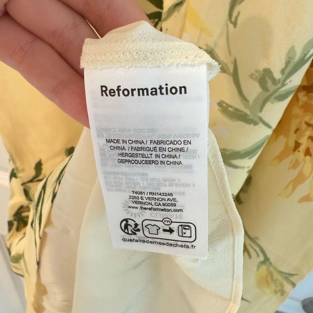 NWOT Reformation Gloria Dress in Honeyglow Floral Yellow Dress, size 2 - Picture 14 of 14